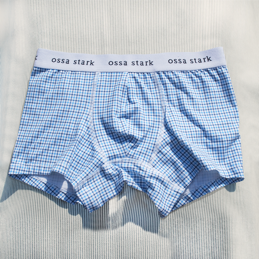 Ossa Stark Blue Check Boxers