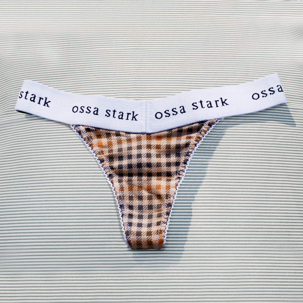 Ossa Stark Brown Check Thong